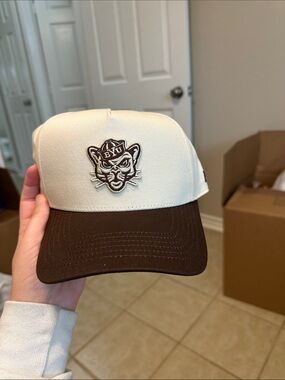 No Rivals BYU Two-Tone Trucker Cap in Cream and Brown